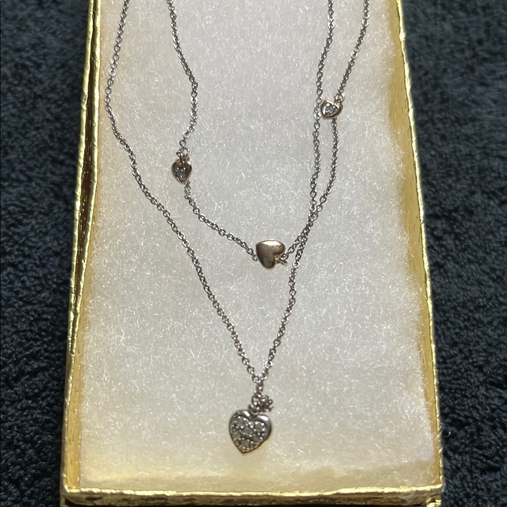 Elegant 925 Silver 5k Gold Heart Pendant Necklace